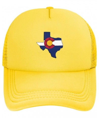 Texas Colorado Flag Hat Adult Mesh Baseball Cap Trucker Sun Visor Outdoor Sports Cap for Men Women Yellow $14.37 Baseball Caps