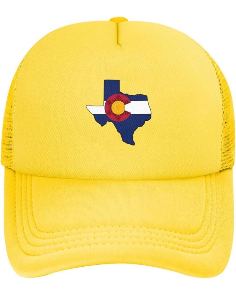 Texas Colorado Flag Hat Adult Mesh Baseball Cap Trucker Sun Visor Outdoor Sports Cap for Men Women Yellow $14.37 Baseball Caps