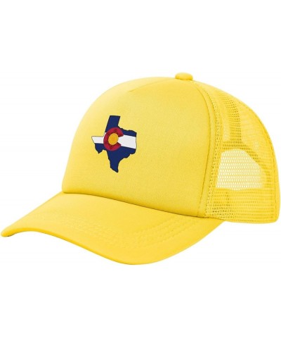 Texas Colorado Flag Hat Adult Mesh Baseball Cap Trucker Sun Visor Outdoor Sports Cap for Men Women Yellow $14.37 Baseball Caps