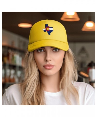 Texas Colorado Flag Hat Adult Mesh Baseball Cap Trucker Sun Visor Outdoor Sports Cap for Men Women Yellow $14.37 Baseball Caps