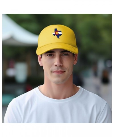 Texas Colorado Flag Hat Adult Mesh Baseball Cap Trucker Sun Visor Outdoor Sports Cap for Men Women Yellow $14.37 Baseball Caps