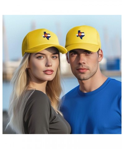 Texas Colorado Flag Hat Adult Mesh Baseball Cap Trucker Sun Visor Outdoor Sports Cap for Men Women Yellow $14.37 Baseball Caps