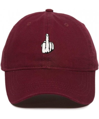 Middle Finger Dad Baseball Cap Embroidered Cotton Adjustable Dad Hat Burgundy $12.25 Baseball Caps