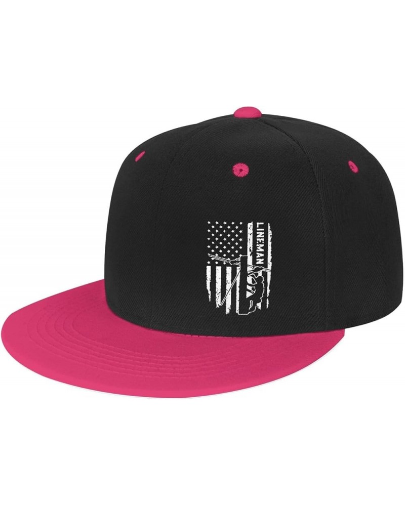 American Flag Electric Cable Lineman Baseball Cap Adjustable Fashion Flat Eaves Baseball Cap for Men Women White Pink $15.94 ...