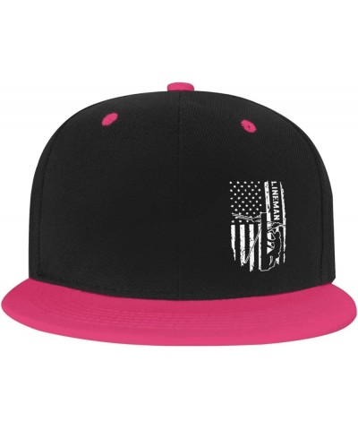 American Flag Electric Cable Lineman Baseball Cap Adjustable Fashion Flat Eaves Baseball Cap for Men Women White Pink $15.94 ...