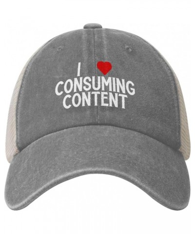 Vintage Washed Cotton Mesh Cap I Love Consuming Content Baseball Cap Adjustable Dad Hat Cowboy Trucker Hat,Black Gray $12.23 ...