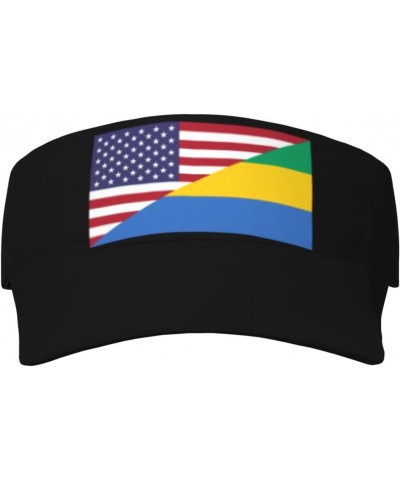 America Gabon Friendship Flag Unisex Sun Visor Cap - Ultimate UV Protection for Stylish Outdoor Fun! Black $9.88 Visors