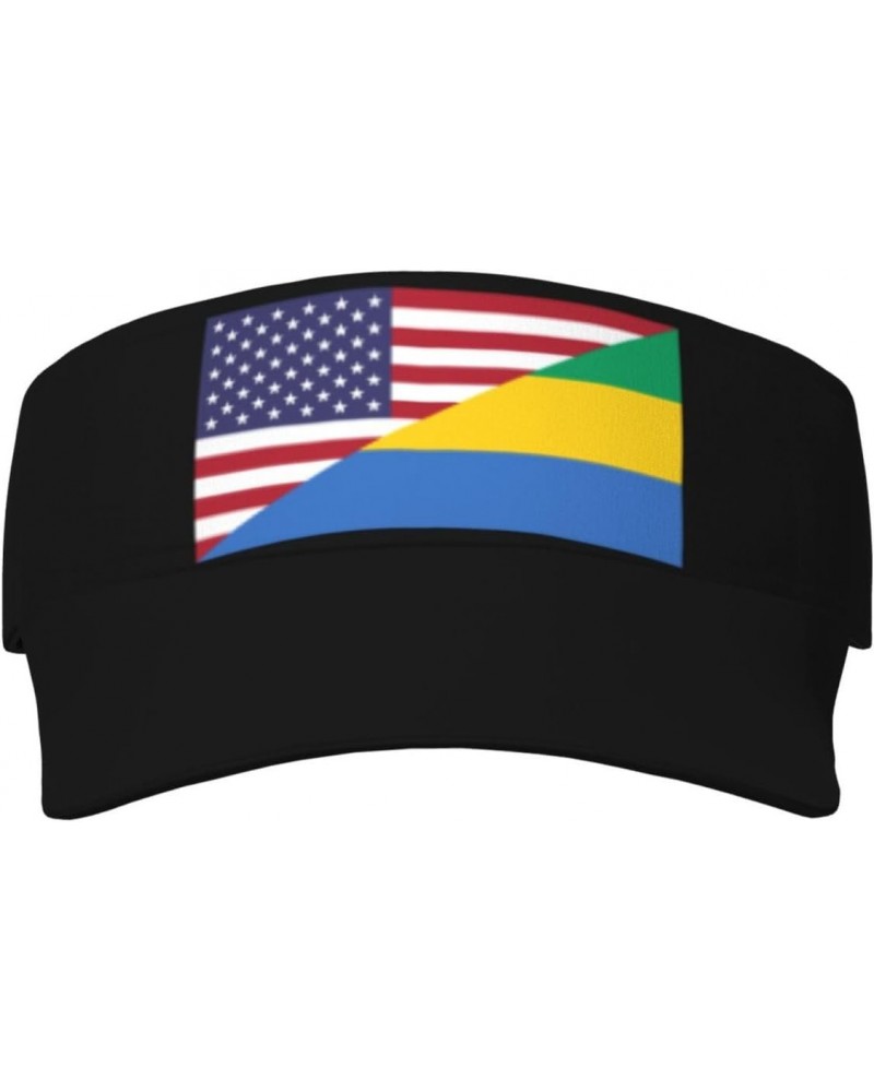 America Gabon Friendship Flag Unisex Sun Visor Cap - Ultimate UV Protection for Stylish Outdoor Fun! Black $9.88 Visors