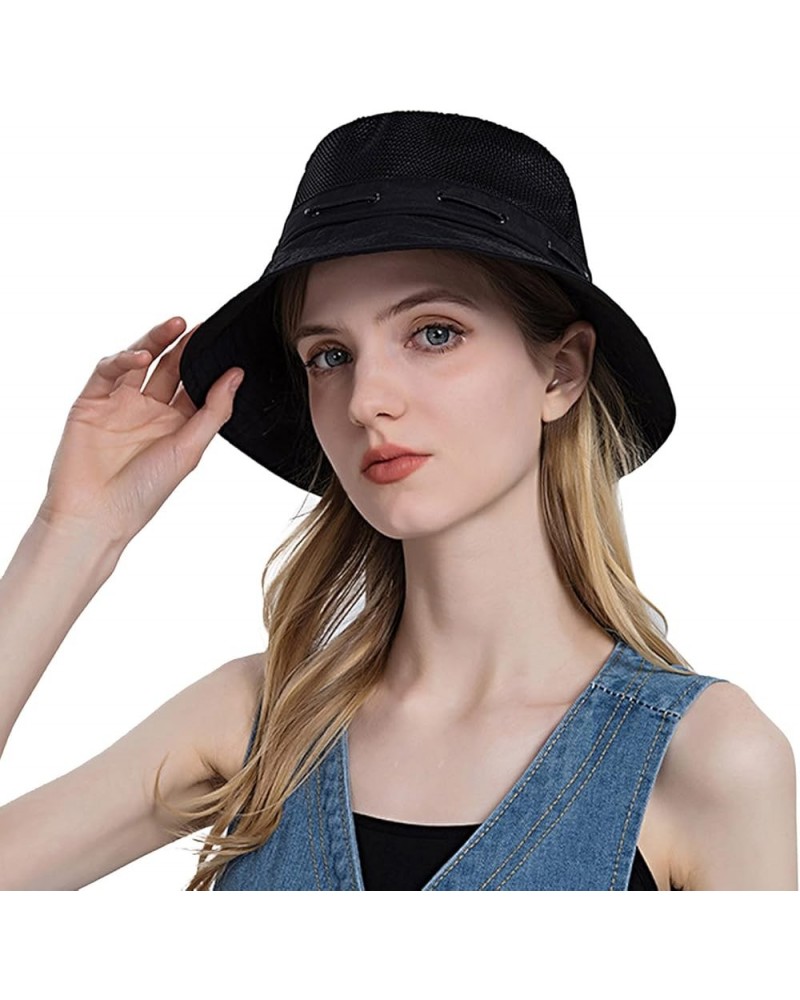 Fashion Women Breathable Sun Hat Wide Brim Sunscreen Beach Hat Adjustable Bucket Hat Summer Fisherman Hat Black $6.73 Sun Hats