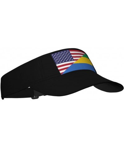 America Gabon Friendship Flag Unisex Sun Visor Cap - Ultimate UV Protection for Stylish Outdoor Fun! Black $9.88 Visors