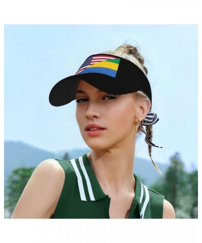 America Gabon Friendship Flag Unisex Sun Visor Cap - Ultimate UV Protection for Stylish Outdoor Fun! Black $9.88 Visors