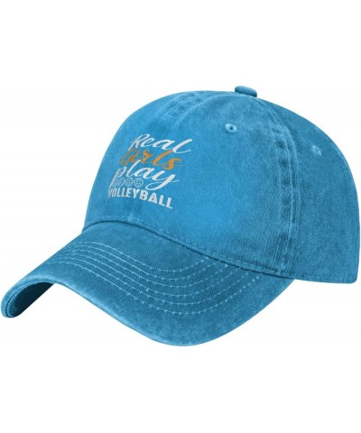 Real Girls Play Volleyball Vintage Baseball Cap Women Men Trucker Caps Golf Dad Hats Blue $10.25 Cowboy Hats