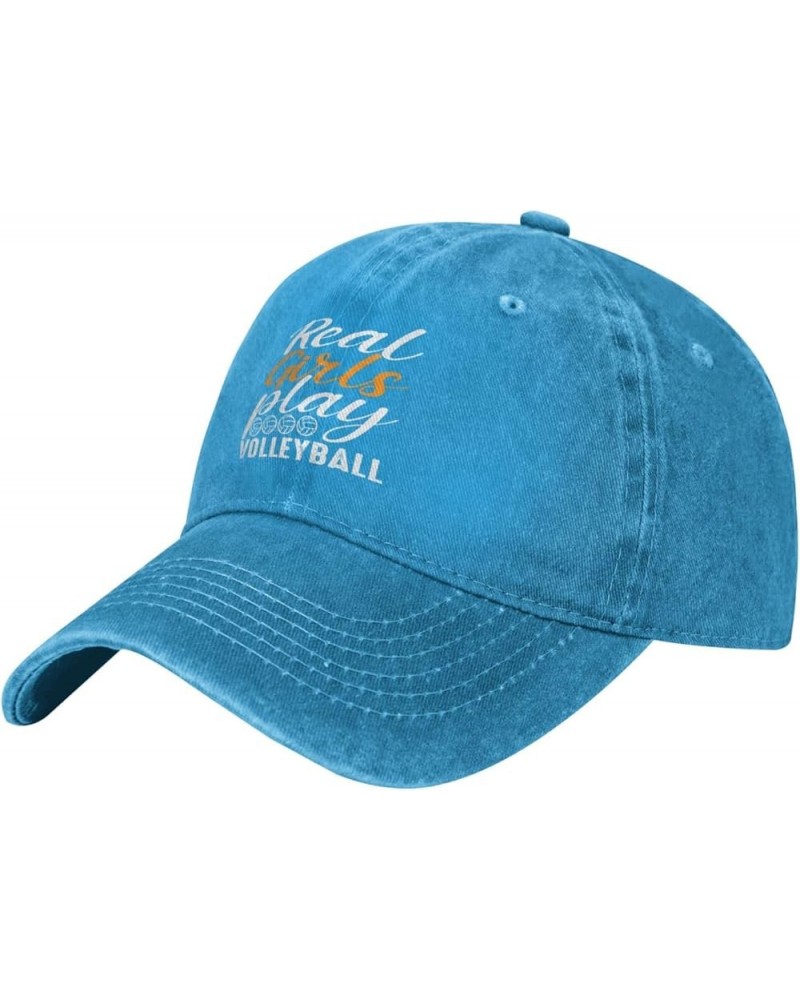 Real Girls Play Volleyball Vintage Baseball Cap Women Men Trucker Caps Golf Dad Hats Blue $10.25 Cowboy Hats