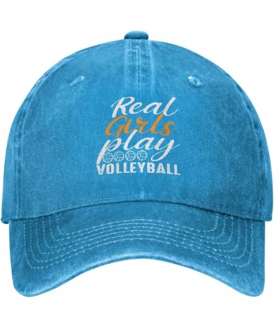 Real Girls Play Volleyball Vintage Baseball Cap Women Men Trucker Caps Golf Dad Hats Blue $10.25 Cowboy Hats