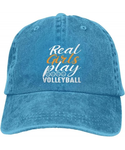 Real Girls Play Volleyball Vintage Baseball Cap Women Men Trucker Caps Golf Dad Hats Blue $10.25 Cowboy Hats