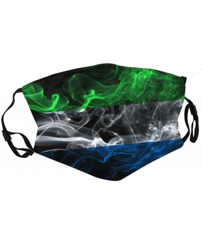 Smoke Flag of Sierra Leone Face Mask Double-Sided Printing Reusable Adjustable Universal Dust Mask Unisex Masks Black $9.90 B...