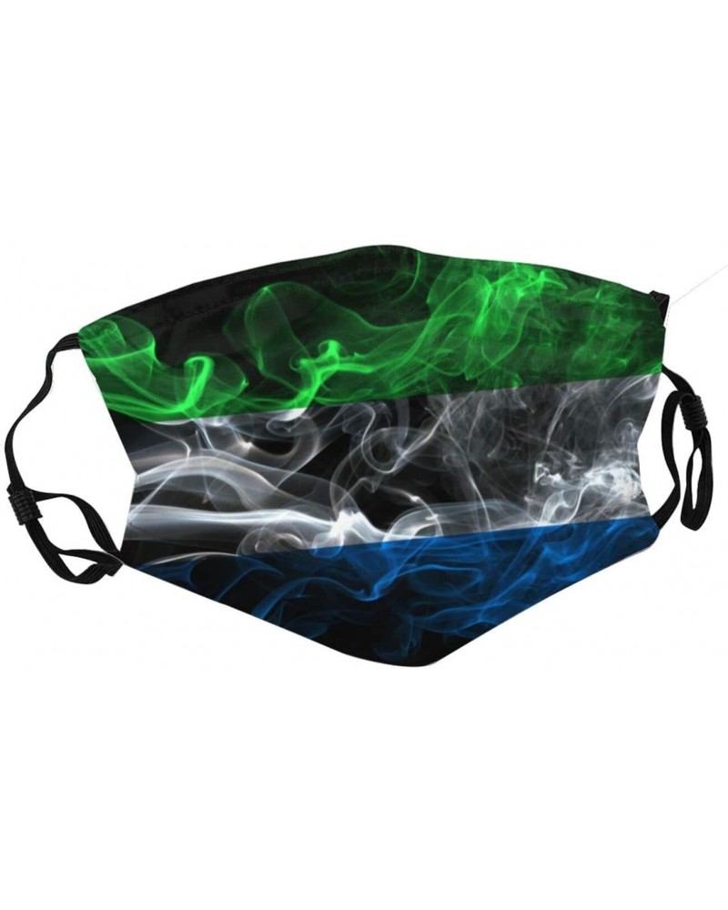 Smoke Flag of Sierra Leone Face Mask Double-Sided Printing Reusable Adjustable Universal Dust Mask Unisex Masks Black $9.90 B...