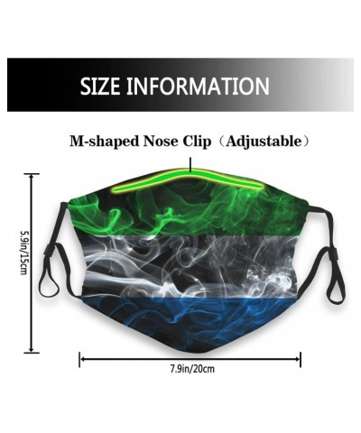 Smoke Flag of Sierra Leone Face Mask Double-Sided Printing Reusable Adjustable Universal Dust Mask Unisex Masks Black $9.90 B...