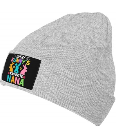 Every Bunny's Favorite Nana Beanie Hat for Men Women Knit Skull Cap Warm Hats Black Knitted Caps Gray $13.06 Skullies & Beanies