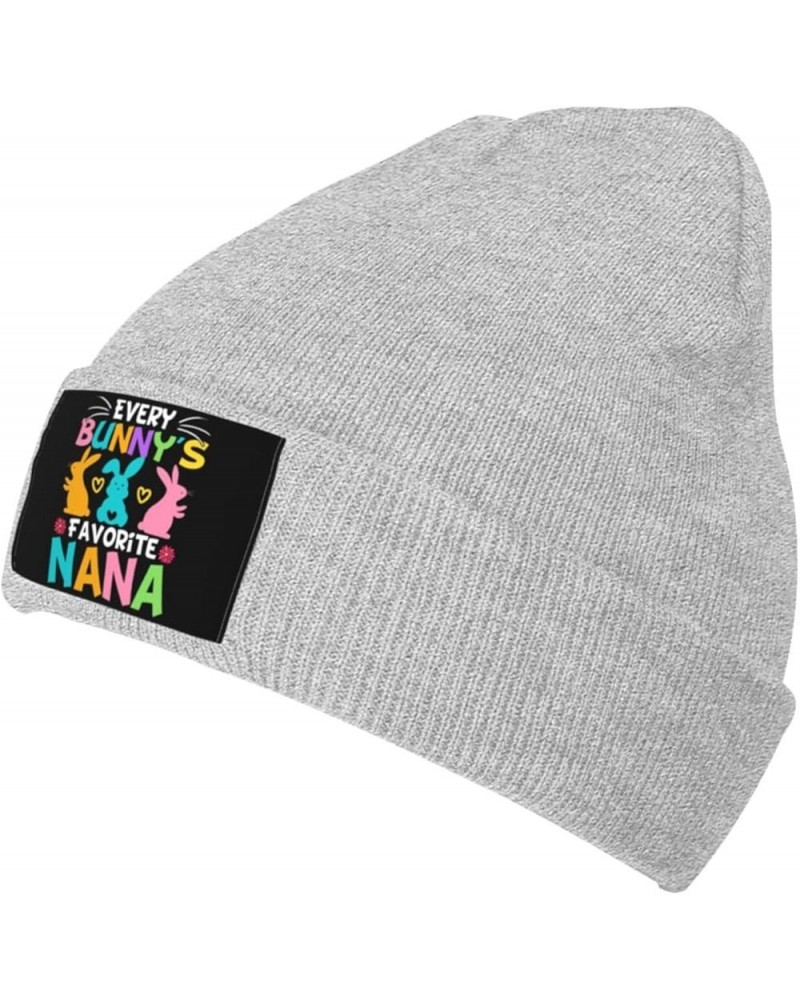 Every Bunny's Favorite Nana Beanie Hat for Men Women Knit Skull Cap Warm Hats Black Knitted Caps Gray $13.06 Skullies & Beanies