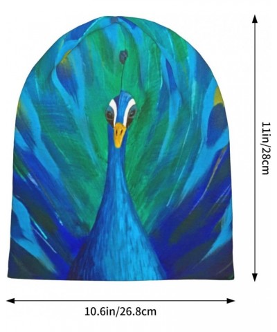 Peacock Elegance Bird Painting Knit Beanie Hat for Men Women Skull Cap Multifunctional Headwear Multicolor $11.79 Skullies & ...