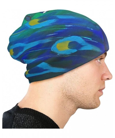 Peacock Elegance Bird Painting Knit Beanie Hat for Men Women Skull Cap Multifunctional Headwear Multicolor $11.79 Skullies & ...