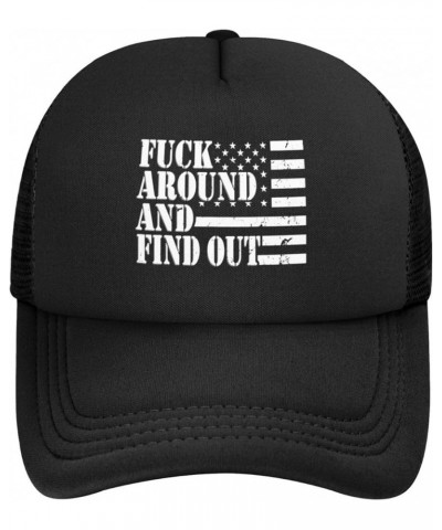 Fuck Around Find Out Gifts Black Washed Plain Baseball Cap Retro Adjustable Dad Hats Gift for Men/Women Black $11.59 Baseball...