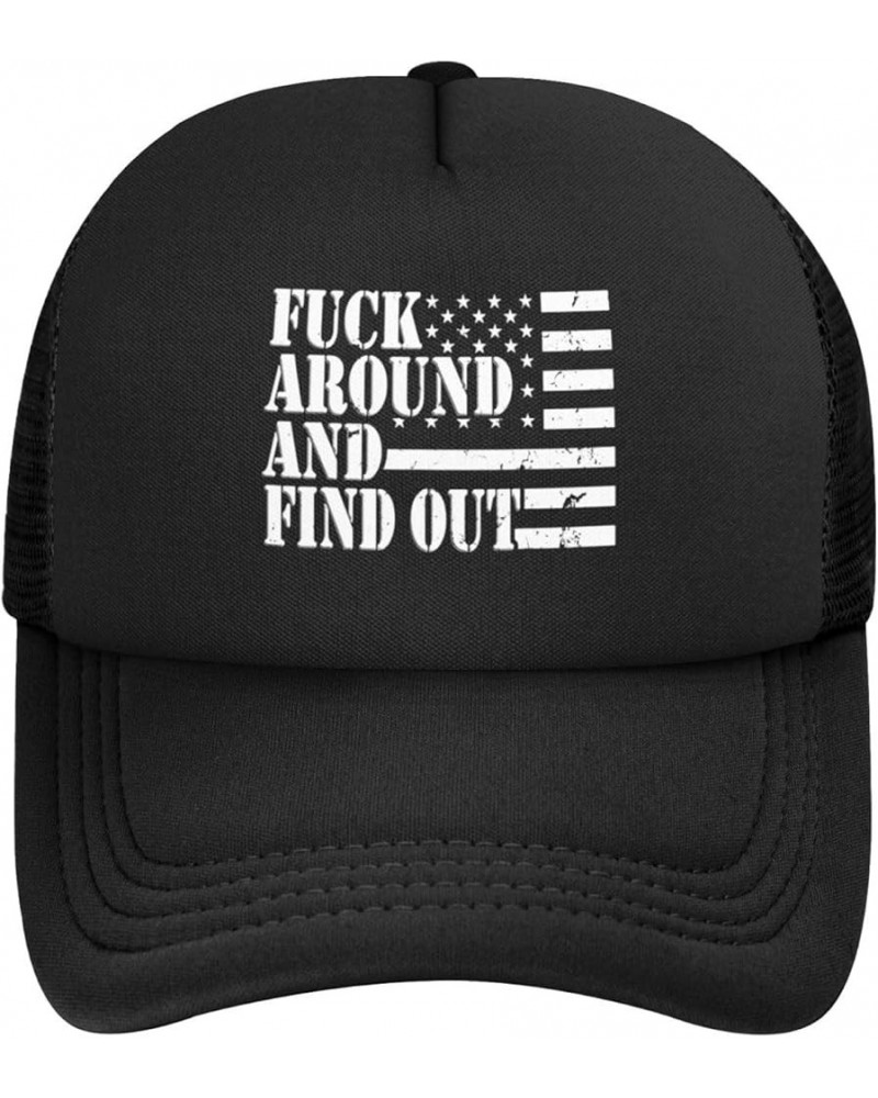 Fuck Around Find Out Gifts Black Washed Plain Baseball Cap Retro Adjustable Dad Hats Gift for Men/Women Black $11.59 Baseball...