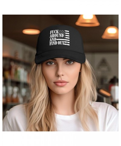 Fuck Around Find Out Gifts Black Washed Plain Baseball Cap Retro Adjustable Dad Hats Gift for Men/Women Black $11.59 Baseball...