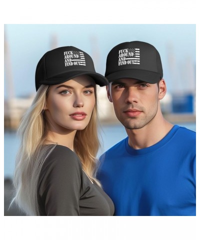 Fuck Around Find Out Gifts Black Washed Plain Baseball Cap Retro Adjustable Dad Hats Gift for Men/Women Black $11.59 Baseball...