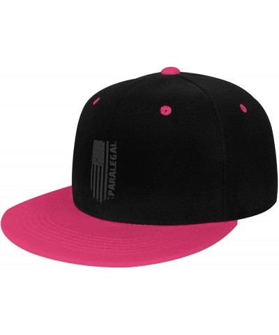 Paralegal USA Flag Snapback Hat for Men Women Baseball Cap Trucker Flat Bill Hats Dad Caps Pink $13.33 Baseball Caps