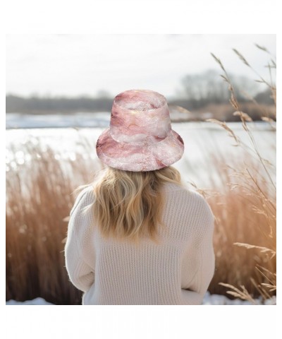 White Texture Fluffy Furry Fisherman Cap Winter Warm Bucket Hat Teenagers Men and Women Warm Hat $11.50 Bucket Hats