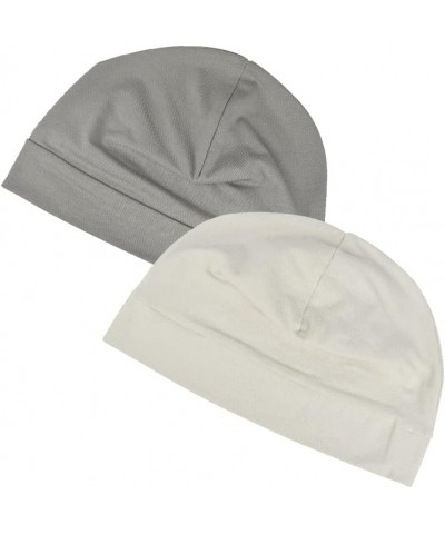 Cotton Skull Caps for Men Women,2-Pack Lightweight Beanie Sleep Hats Breathable Helmet Liner Pure Grey & Ivory White $7.41 Sk...