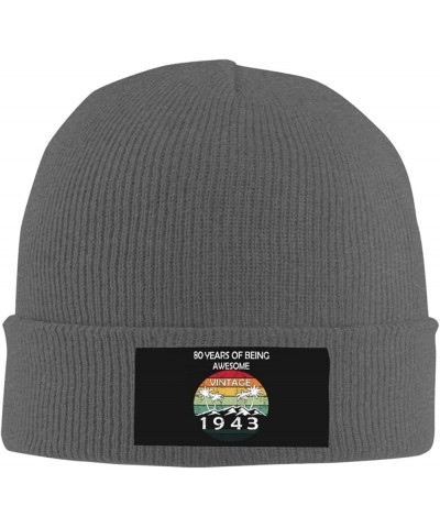 Happy 80th Birthday Men Women Beanie Hat Wireless Winter Knit Winter Hat Deep Heather $12.16 Skullies & Beanies