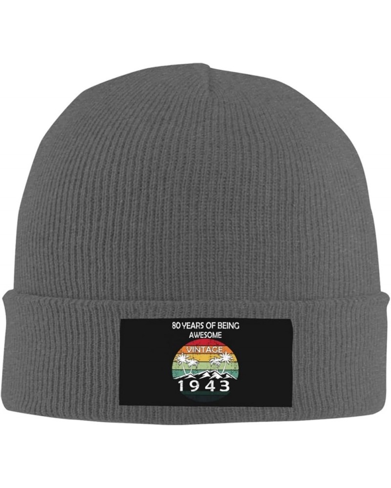 Happy 80th Birthday Men Women Beanie Hat Wireless Winter Knit Winter Hat Deep Heather $12.16 Skullies & Beanies