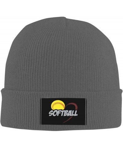 Love Softball Knit Hat Soft Classic Stretchy Beanie Cap Winter Warm Hats for Women Men Skull Cap Deep Heather $11.19 Skullies...