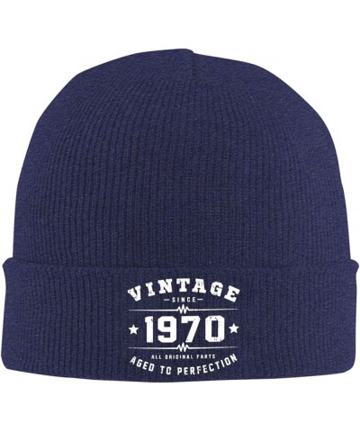 Made in 1970 Birthday Limited Edition Knit Hat Unisex Winter Cuffed Black Soft Warm Ski Hat Navy Blue $11.16 Skullies & Beanies