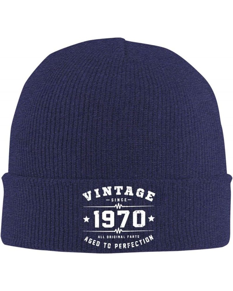 Made in 1970 Birthday Limited Edition Knit Hat Unisex Winter Cuffed Black Soft Warm Ski Hat Navy Blue $11.16 Skullies & Beanies