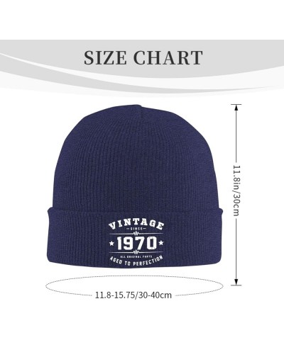 Made in 1970 Birthday Limited Edition Knit Hat Unisex Winter Cuffed Black Soft Warm Ski Hat Navy Blue $11.16 Skullies & Beanies