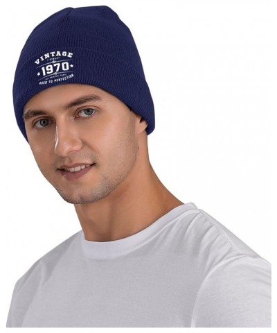 Made in 1970 Birthday Limited Edition Knit Hat Unisex Winter Cuffed Black Soft Warm Ski Hat Navy Blue $11.16 Skullies & Beanies