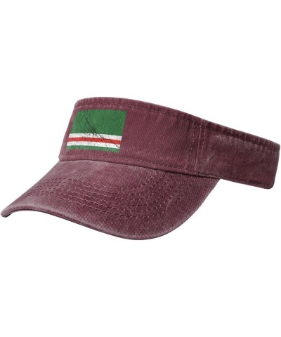 Flag of Chechen Republic of Ichkeria Texture Effect Sun Visor Hats for Women Men Adjustable Cotton Sun Hat Golf Cap Red $12.6...