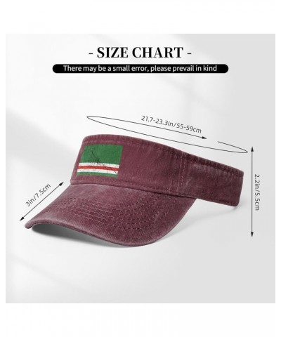 Flag of Chechen Republic of Ichkeria Texture Effect Sun Visor Hats for Women Men Adjustable Cotton Sun Hat Golf Cap Red $12.6...