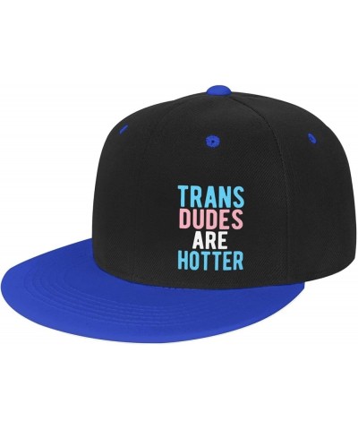 Trans Dudes are Hotter, Funny Transgender LGBT Trucker Hat Men Baseball Cap Women Dad Hat Sun Hat Ponytail Hat White Blue $6....