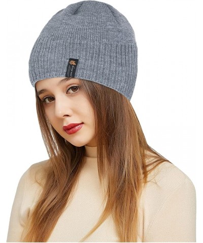 Women's Solid Benie Winter Hat Warm Chunky Cable Knit Hats Soft Stretch Thick Cute Knitted Cap for Cold Weather Grey $8.51 Sk...