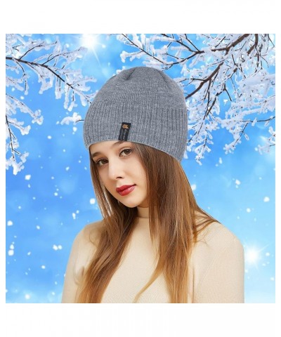 Women's Solid Benie Winter Hat Warm Chunky Cable Knit Hats Soft Stretch Thick Cute Knitted Cap for Cold Weather Grey $8.51 Sk...