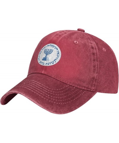 Mossad Seal Denim Cap Driver Cap Breathable Adjustable Dad Hat Black Red $10.84 Baseball Caps