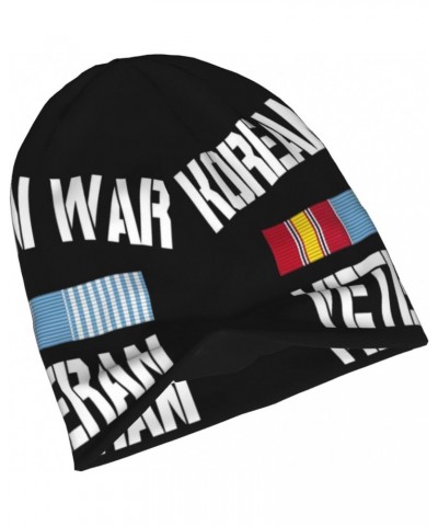 Korean War Veteran Pride Korea Service Ribbon Beanie Skull Cap Warm Knit Slouchy Hat for Women Men Black $12.58 Skullies & Be...