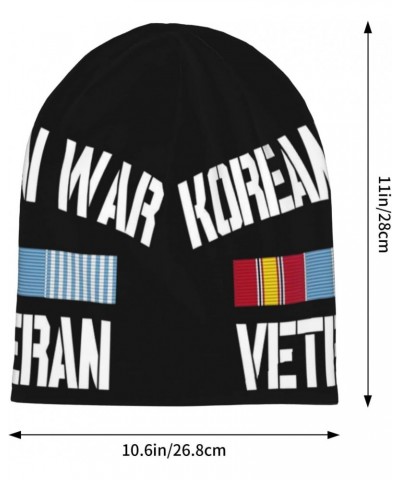 Korean War Veteran Pride Korea Service Ribbon Beanie Skull Cap Warm Knit Slouchy Hat for Women Men Black $12.58 Skullies & Be...