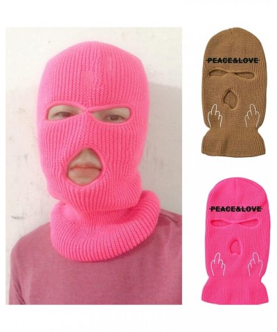 Peace Love Ski Mask Rock Middle Finger 3 Hole Balaclava Full Face Cover Knitted Windproof Ski Face Mask for Cycling Climbing ...