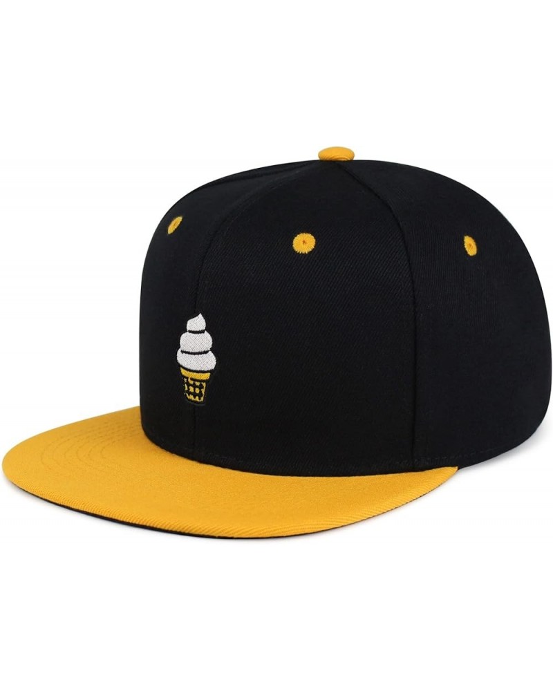 Ice Cream Cone Hip-Hop Snapback Hat Embroidered Baseball Cap Cute 24. Black/Yellow $11.99 Baseball Caps